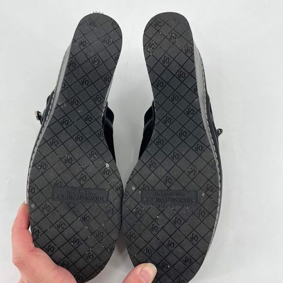 DONALD J PLINER RANAS 4 Black Textile Platform Wedge Mules Slides size 7.5 - Picture 9 of 10